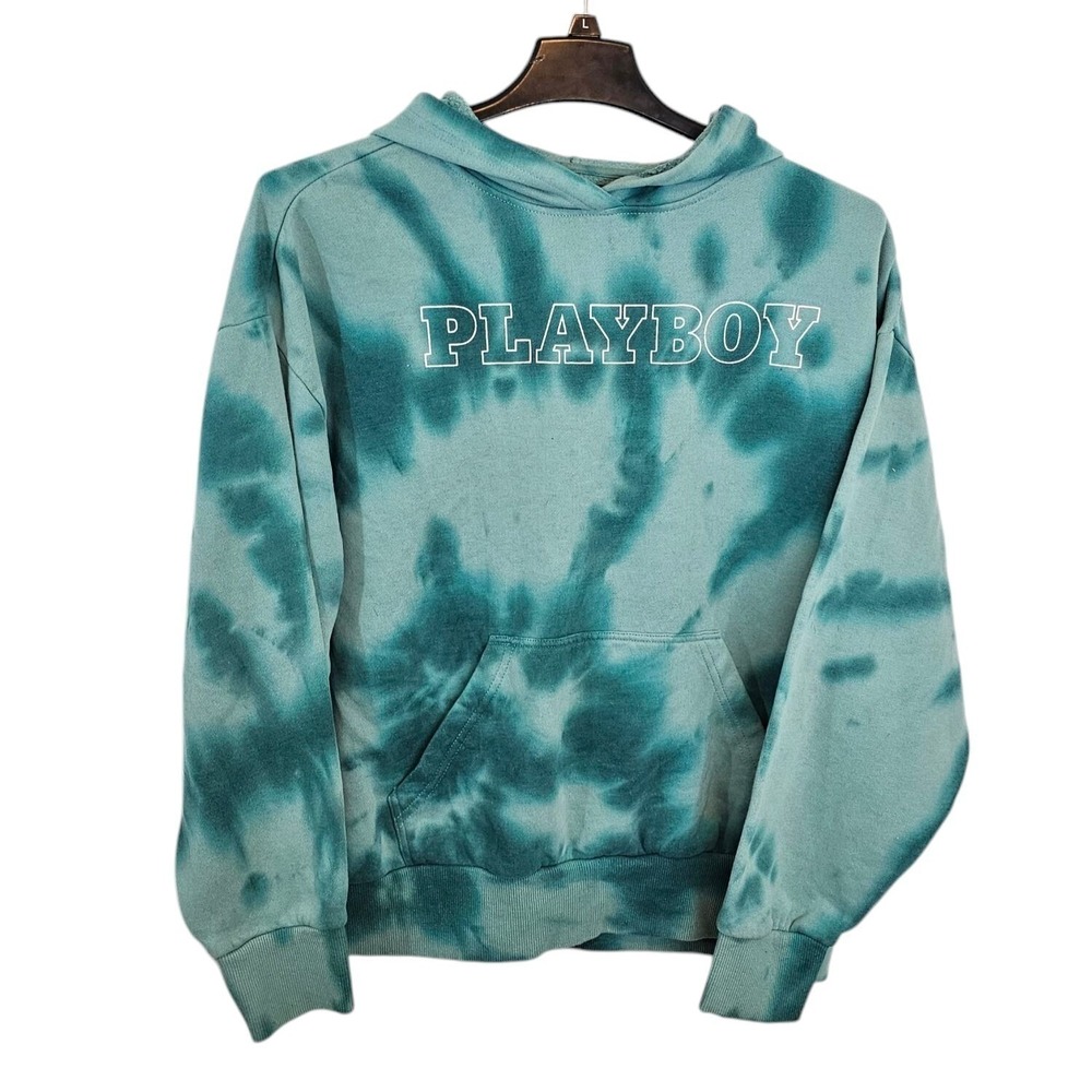 Playboy By PacSun Swirl Tie Dye‎ Logo Hoodie Sweatshirt Medium Check Pics